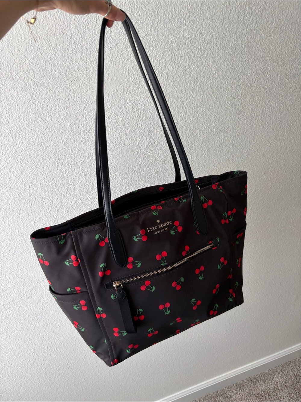 kate spade Black Cherry Print Nylon Tote/ diaper bag
